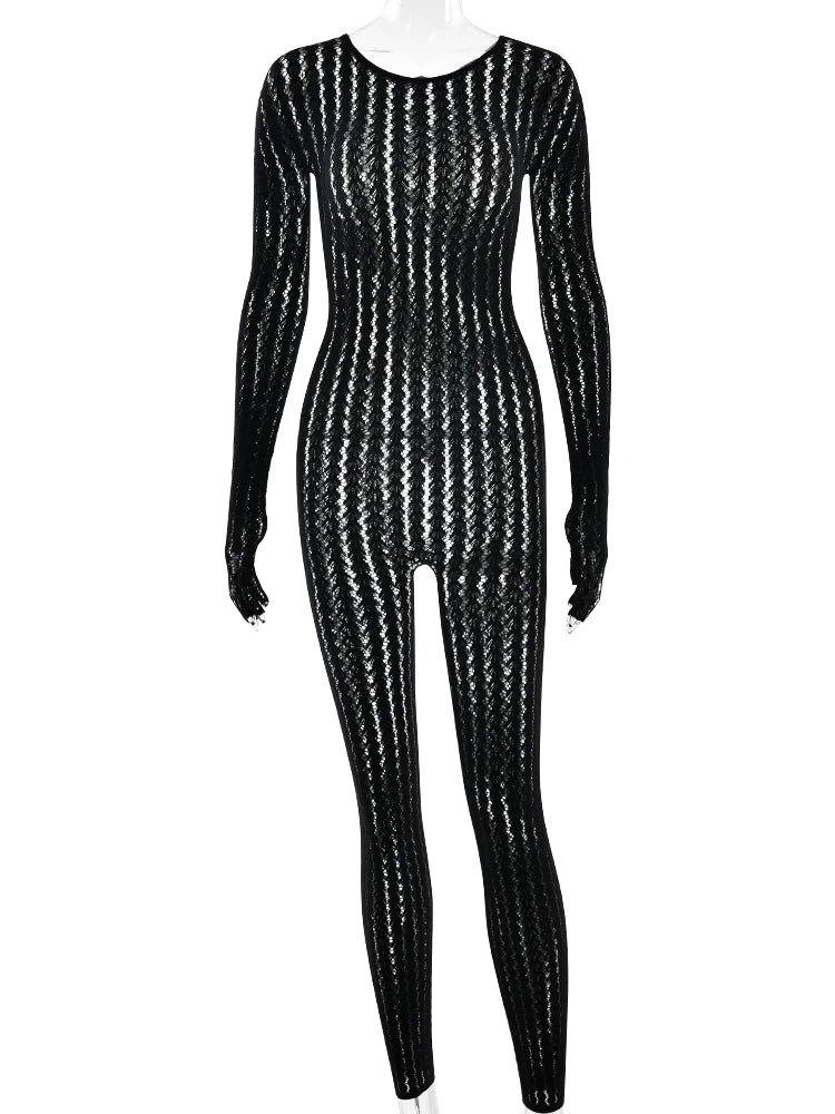 Sheer Hollow Out Jumpsuit