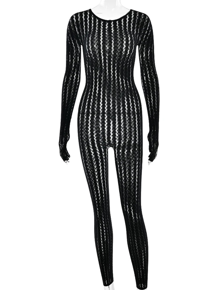 Sheer Hollow Out Jumpsuit