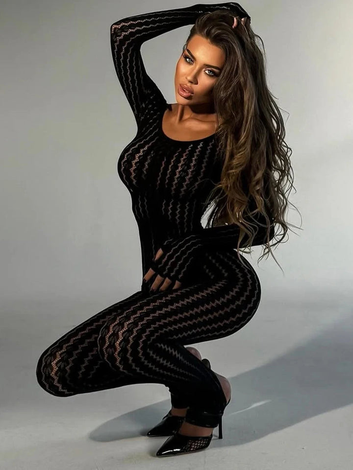 Sheer Hollow Out Jumpsuit